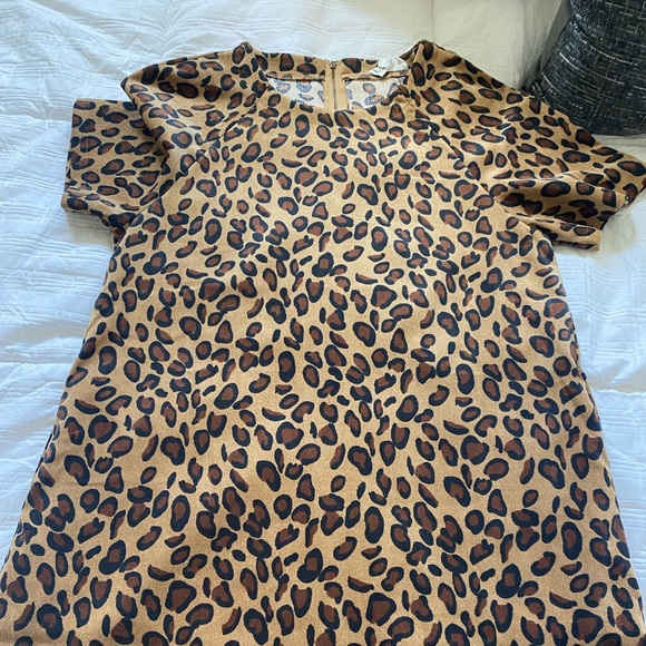 Corduroy Cheetah Shift Dress Size Small - Picture 2 of 2
